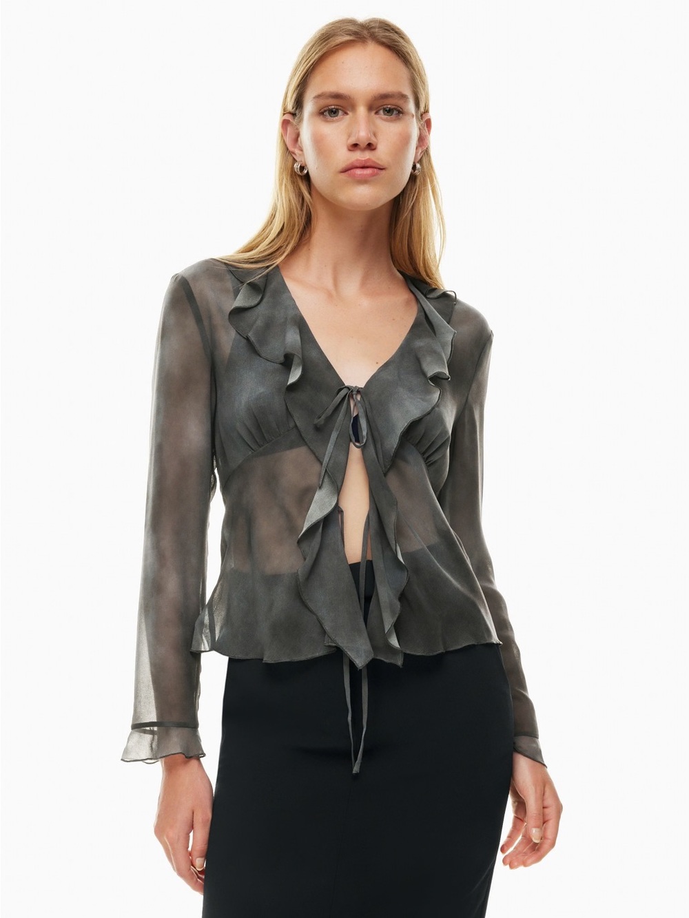 Aritzia Frenchy Blouse Coal Gray